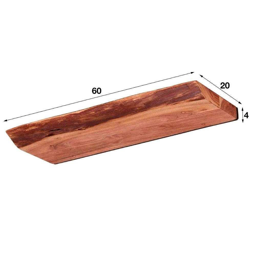RINGO-Living Regal Massivholz Wandregal Kana in Natur-dunkel 600mm, Möbel