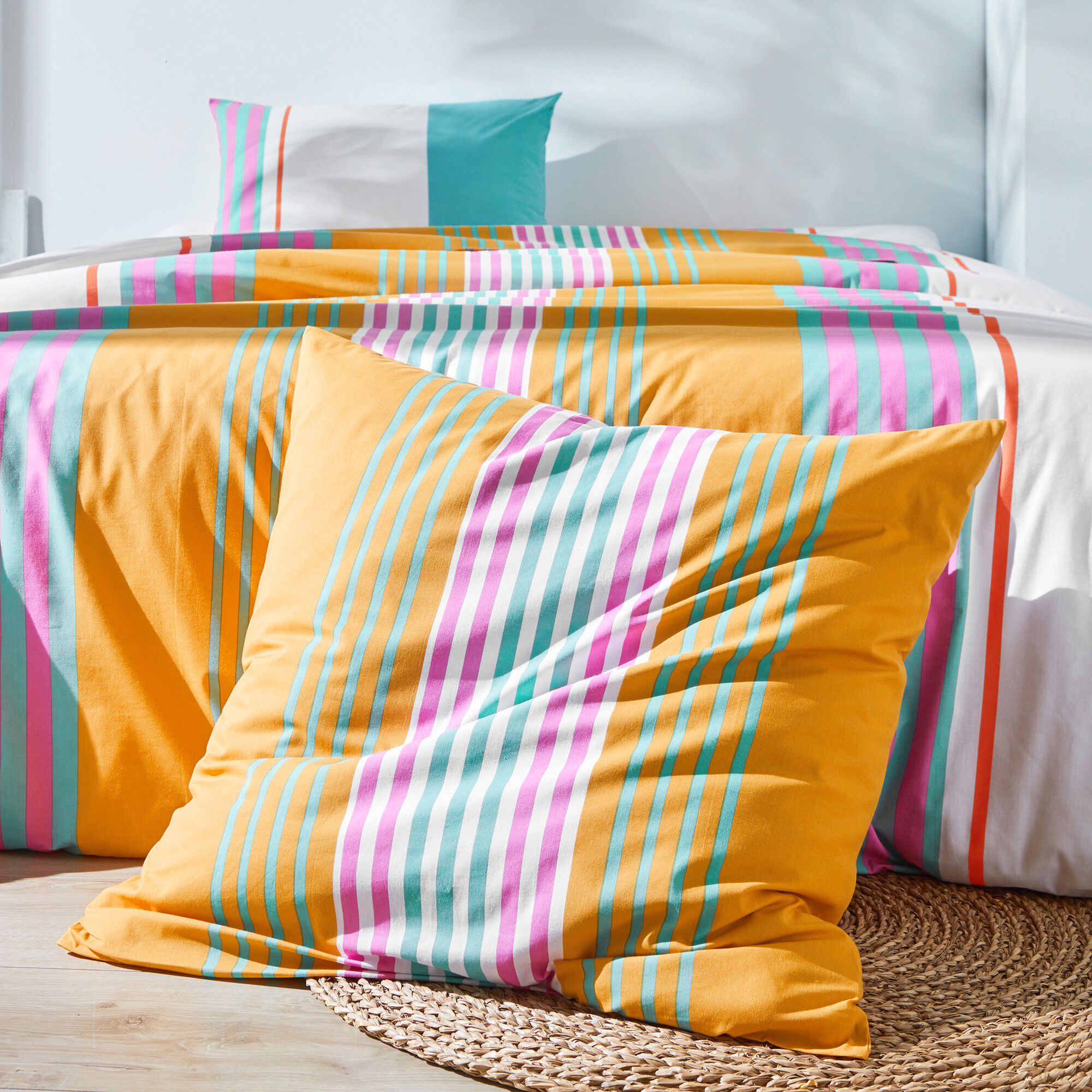 Linge de lit Détroit en coton imprimé rayures