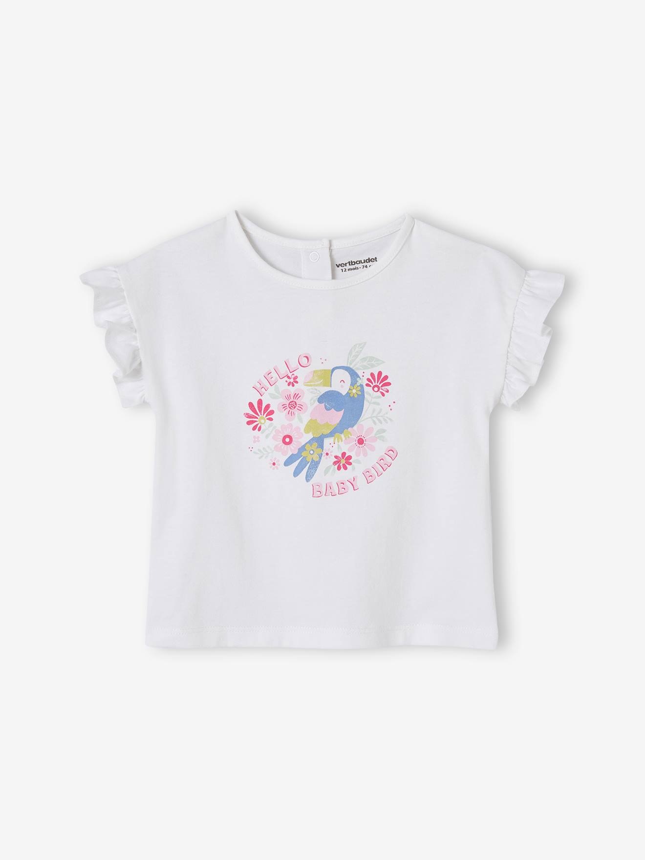 Vertbaudet Baby T-Shirt mit Flatterärmeln Oeko-Tex - wollweiß