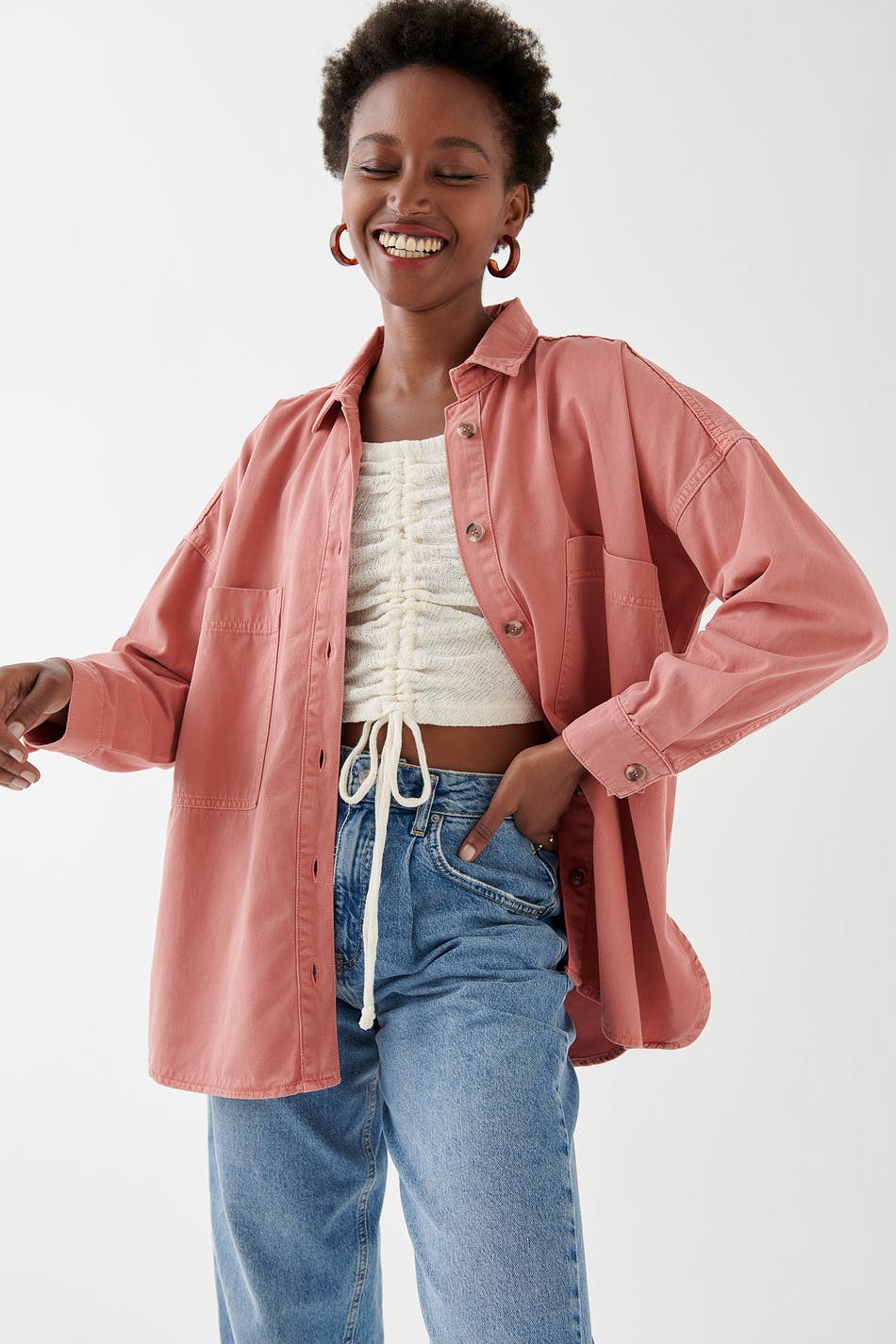 Oversized denim shirt
