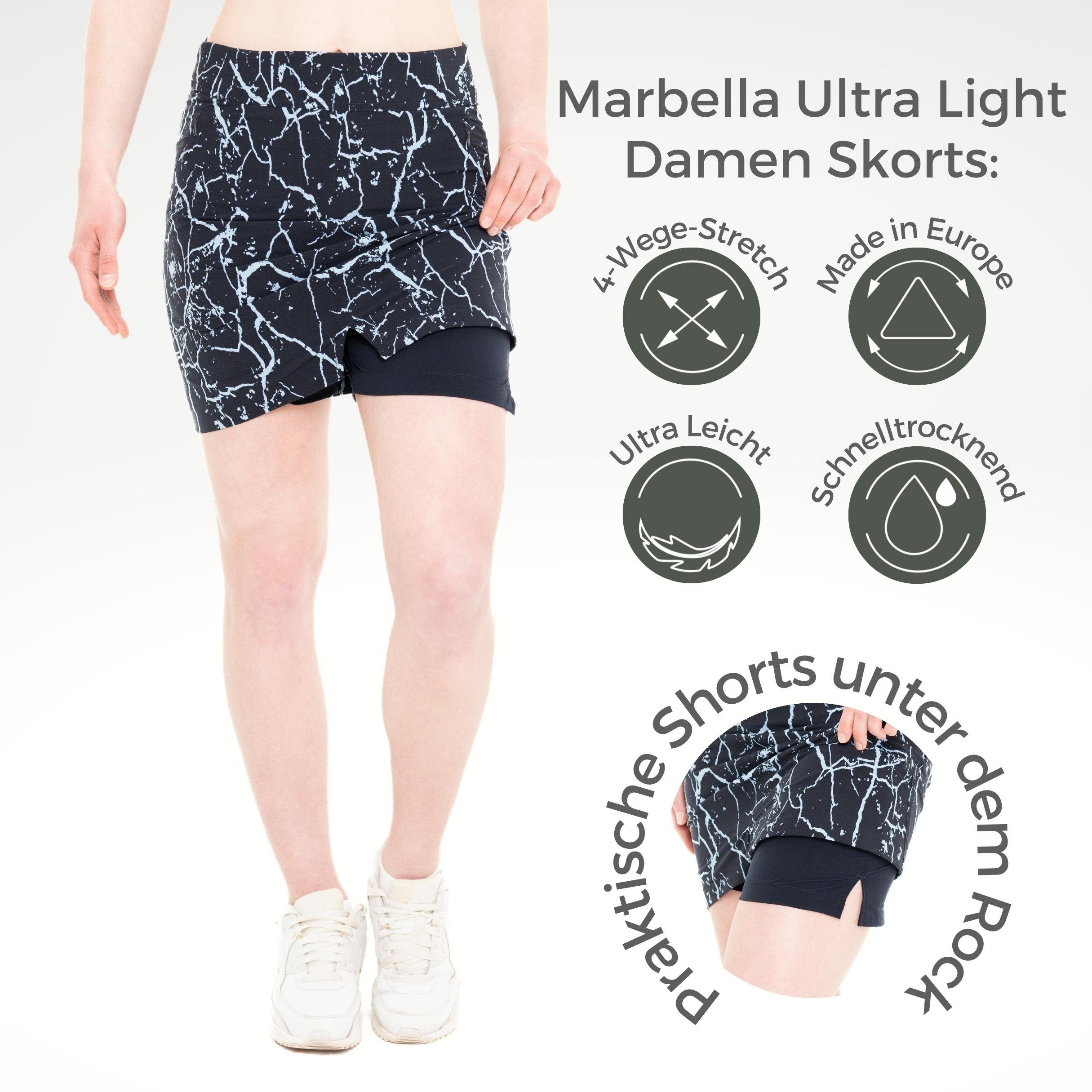 Kaymountain Skort Damen Trekking Wander Rock Short Marbella Ultra Leicht Navy-Sky 42 mit Elastikbund