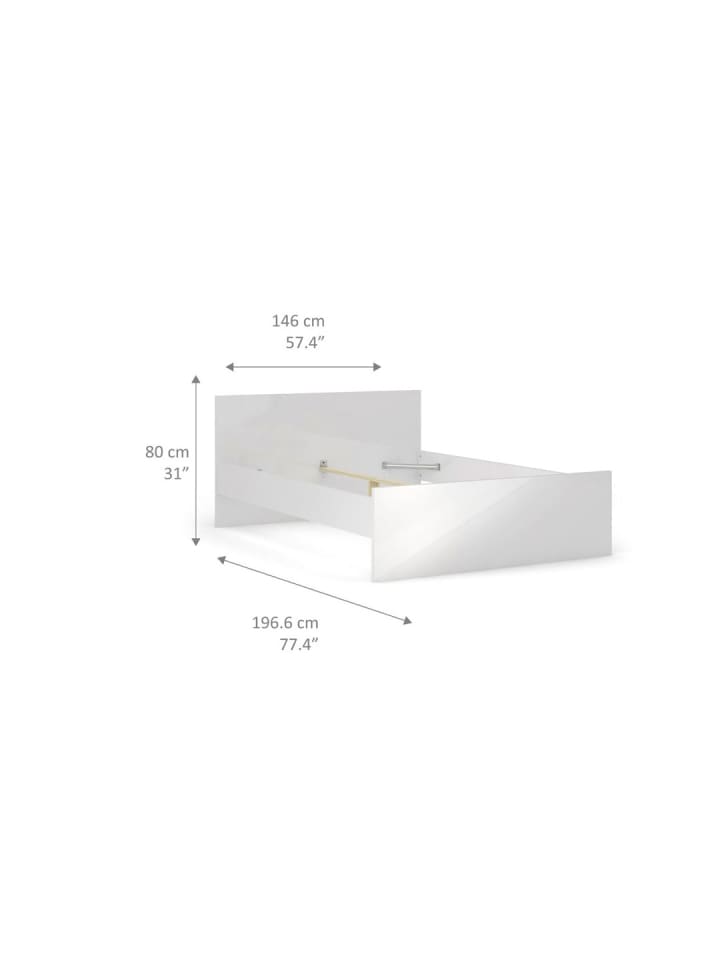 ebuy24 Bett Nada Weiß 146 x 197 cm günstig kaufen onesize