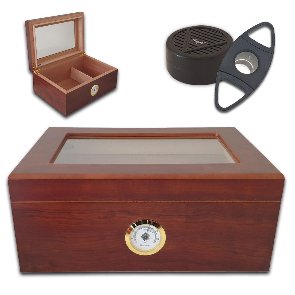 Coumo Humidor Gastrohumidor Set, Braun, für ca. 75 Zigarren, Zigarrenschneider