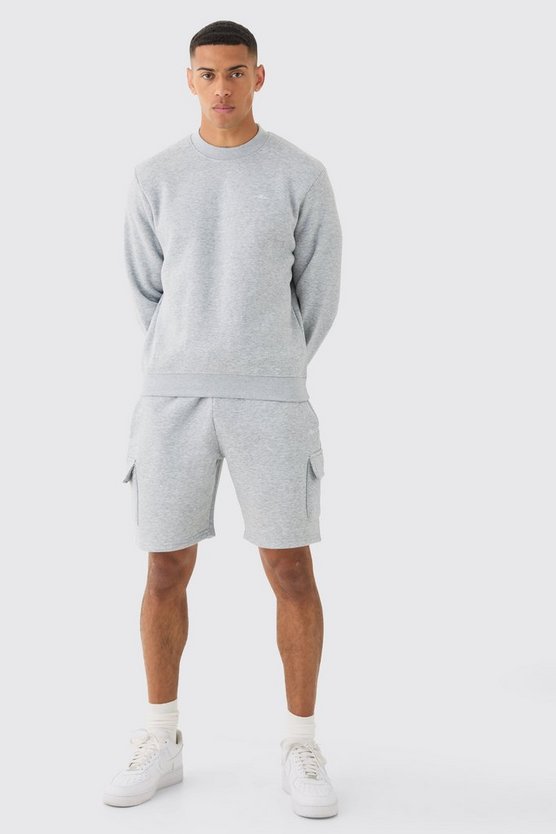 Kurzer Man Signature Cargo Sweatshirt-Trainingsanzug