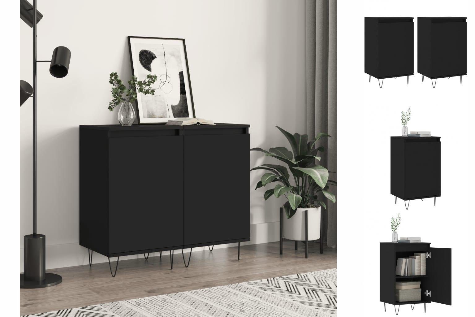 vidaXL Anrichte Sideboards 2 Stk Schwarz 40x35x70 cm Holzwerkstoff Kommode