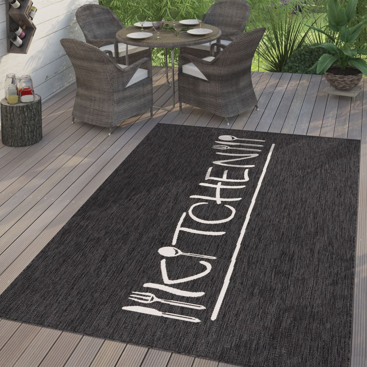 Outdoorteppich In-& Outdoorteppich Gartenteppich Wetterfest Terrasse Küche, TT Home, rechteckig, Höhe: 4 mm