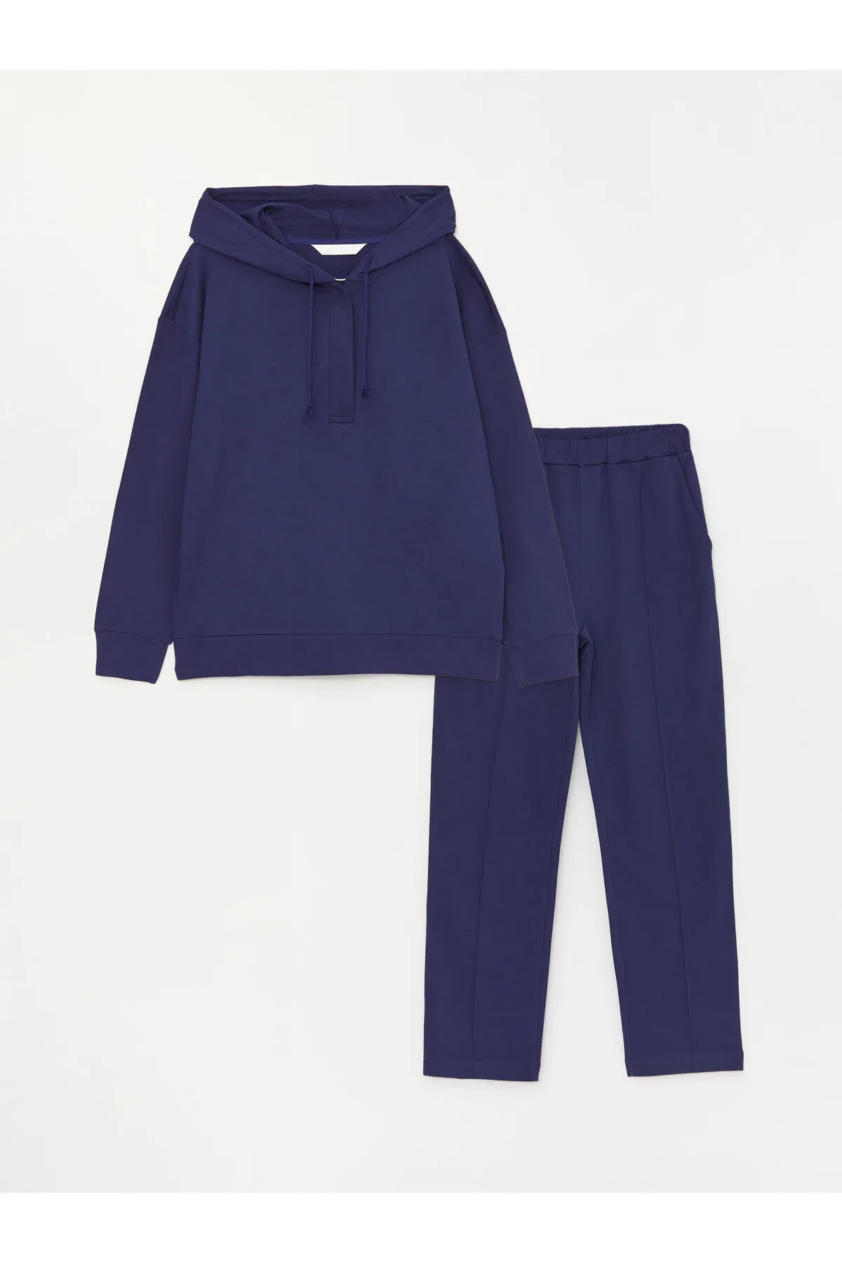 LC Waikiki  Einfarbiges, langärmliges Damen-Pyjama-Set mit Kapuze