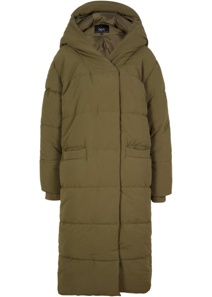 Wattierter Oversize-Mantel mit Kapuze, aus recyceltem Polyester