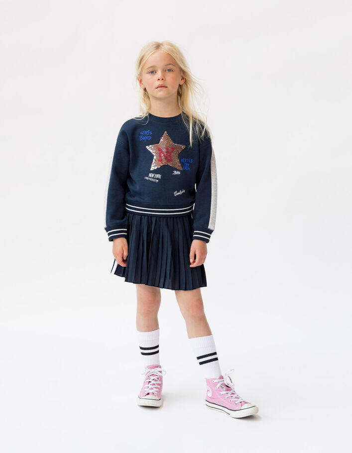 Jupe-short marine plissée fille