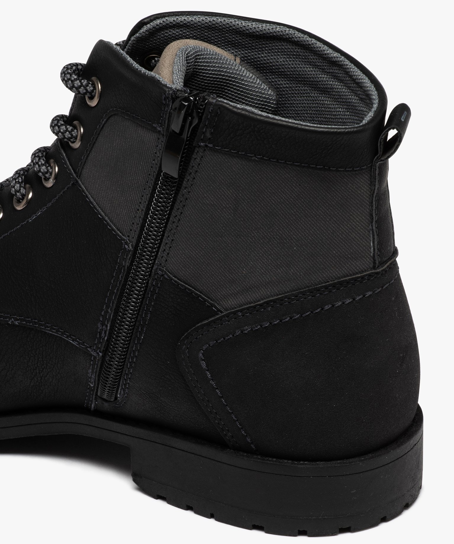 Boots homme casual à zip et à lacets bicolores noir | GEMO