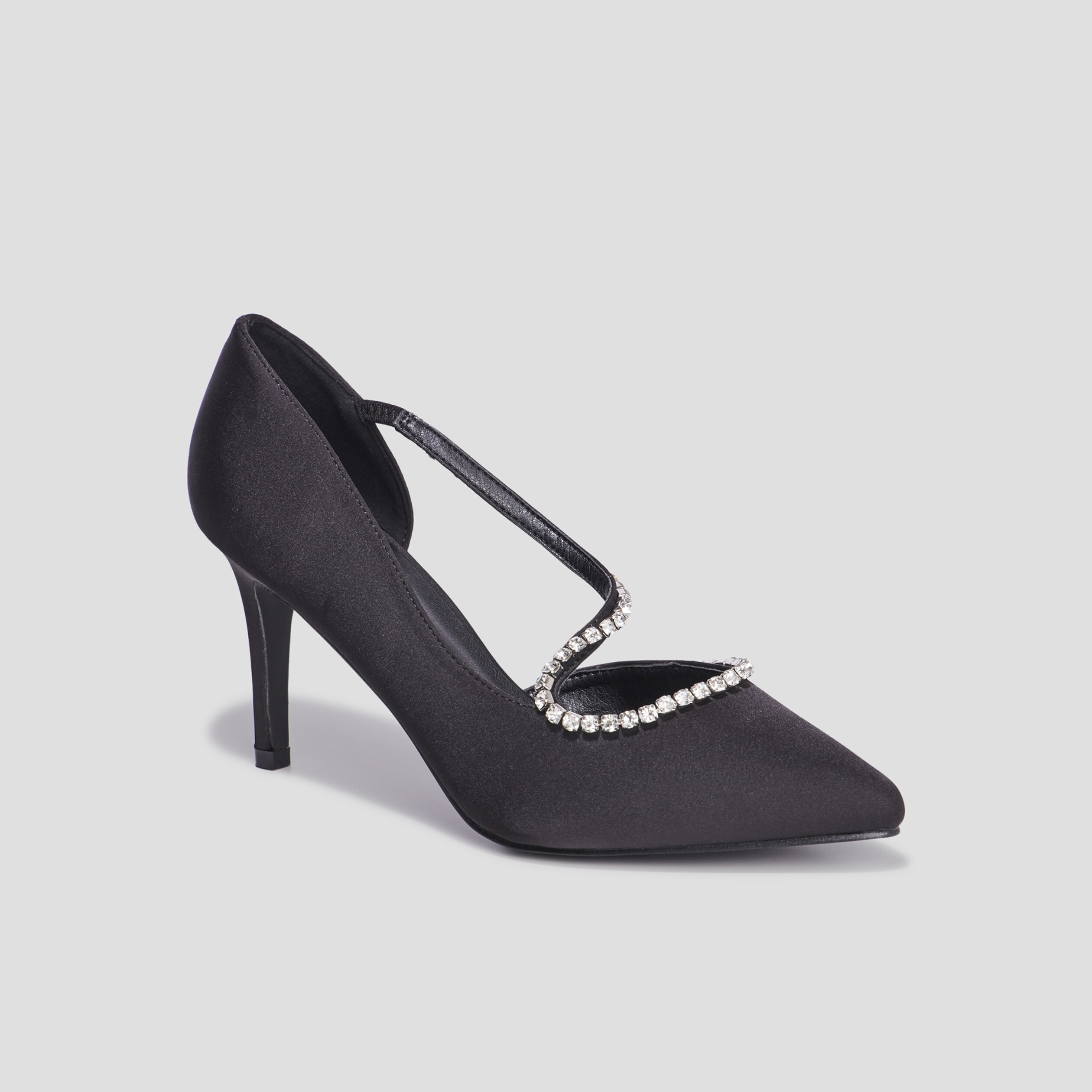 Escarpins brides à strass pied large noir femme | La Halle