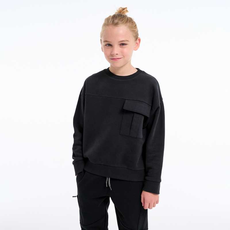 Sweat-shirt uni 1 poche gris garçon