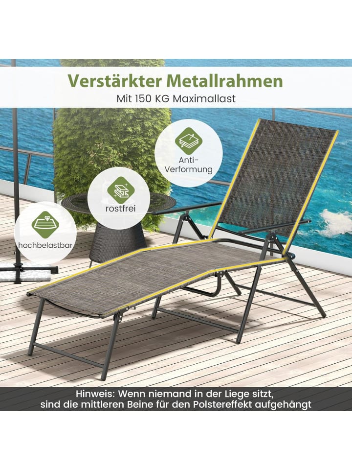 COSTWAY 2er Set Sonnenliege klappbar in Braun günstig kaufen onesize