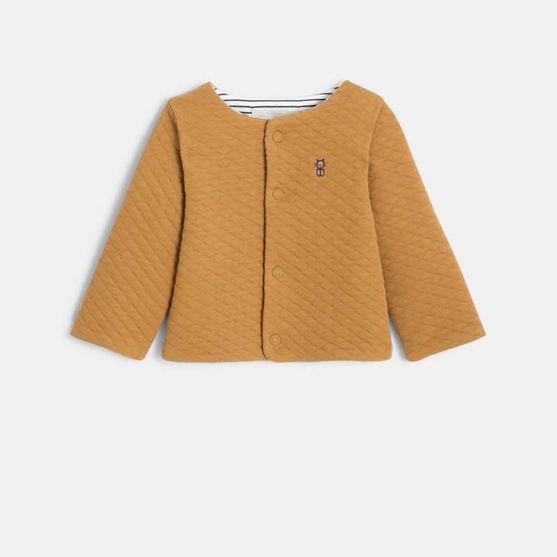 Cardigan damassé en molleton marron naissance