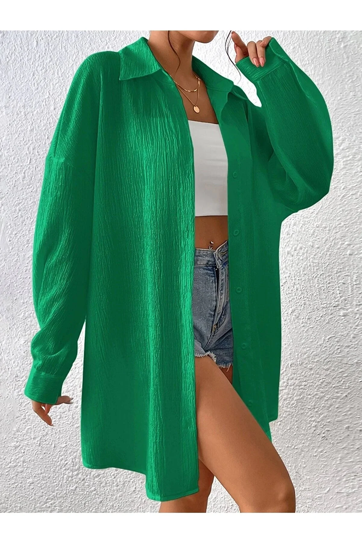 Know  Grünes Oversize-Langhemd für Damen