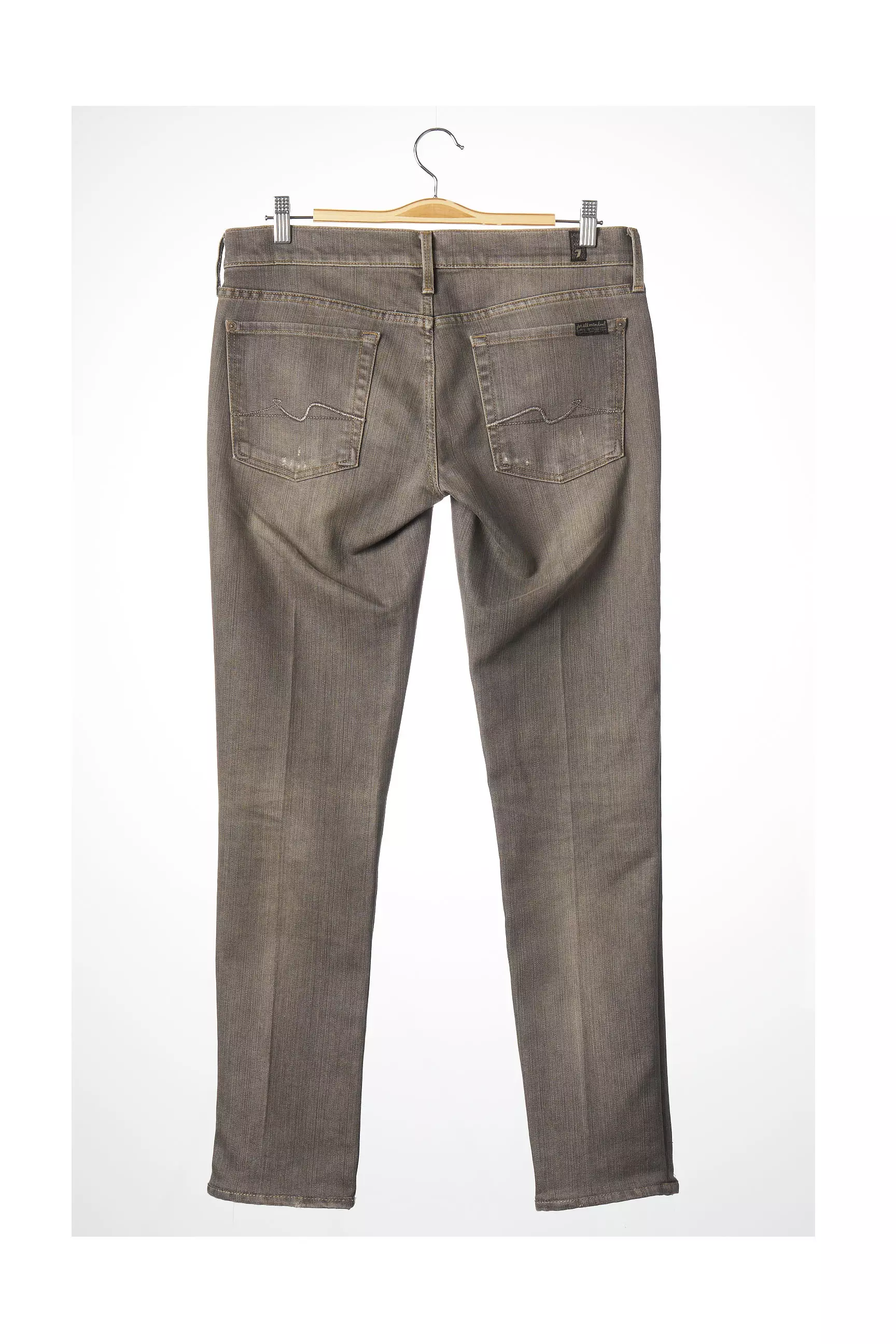 7 For All Mankind Pantalons Droits Femme couleur gris