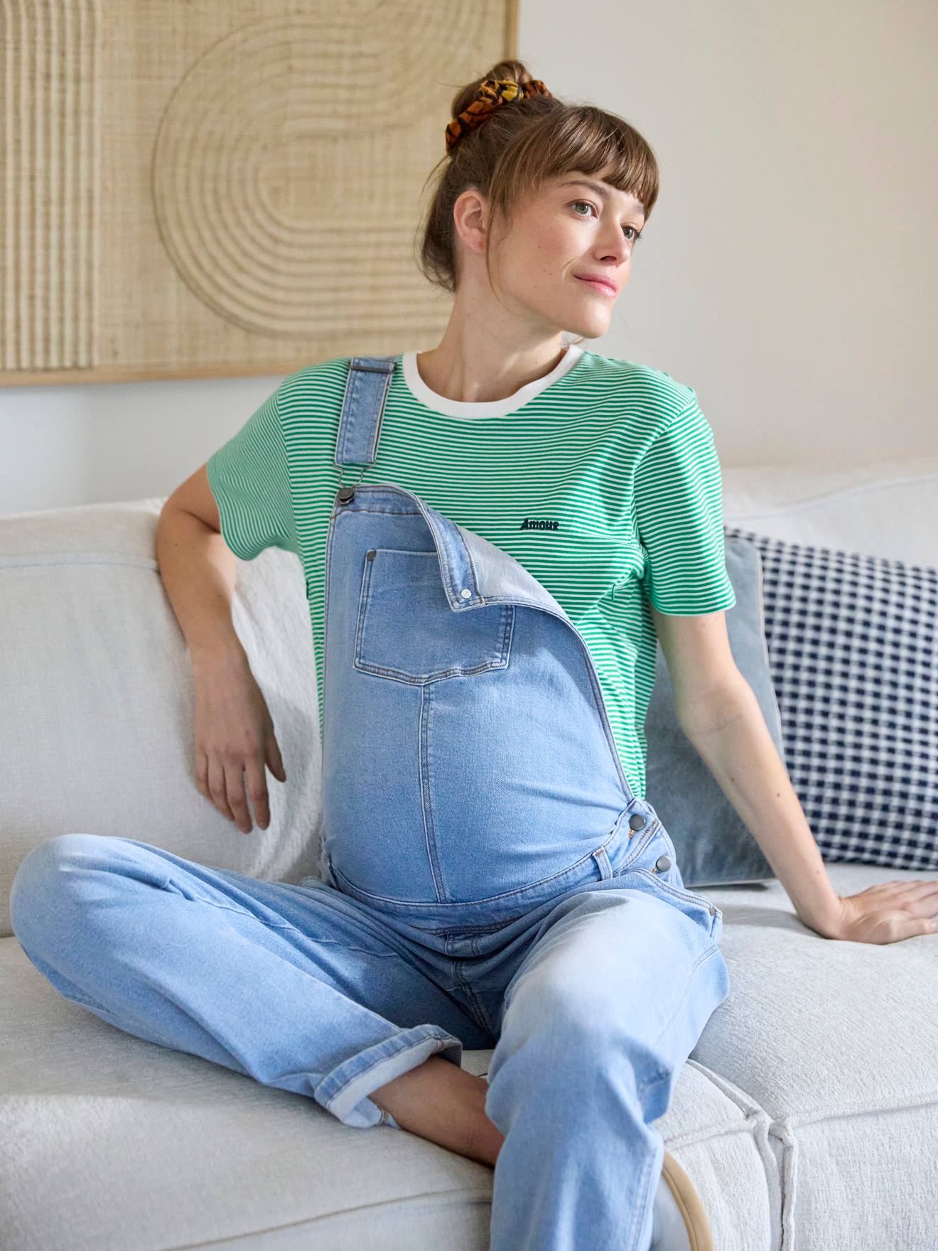 Vertbaudet Latzjeans für Schwangerschaft & Stillzeit, Mom-Fit - dunkelblau