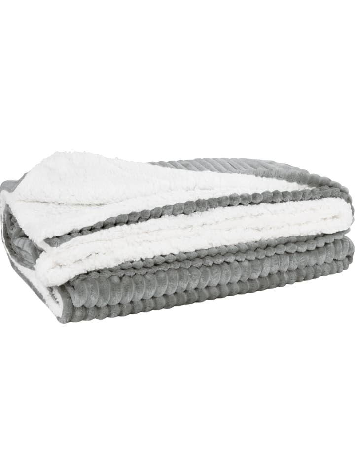 Aspero Flanell Kuscheldecke 150x200 cm Ezeiza in Hellgrau günstig kaufen 150 x 200 cm