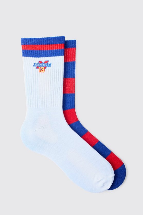 2er-Pack Sport-Socken mit Streifen