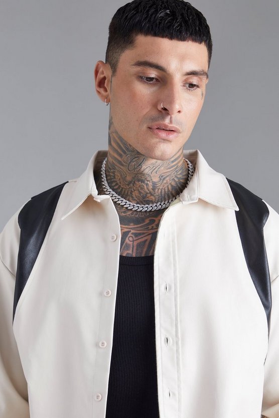 Overshirt mit PU-Einsatz