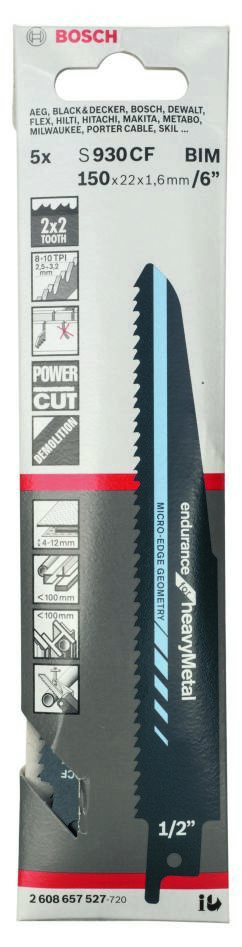 Bosch Blue Accessories 2608657527 S930CF Endurance for Heavy Metal kardfűrészlap 150 mm 5 darab
