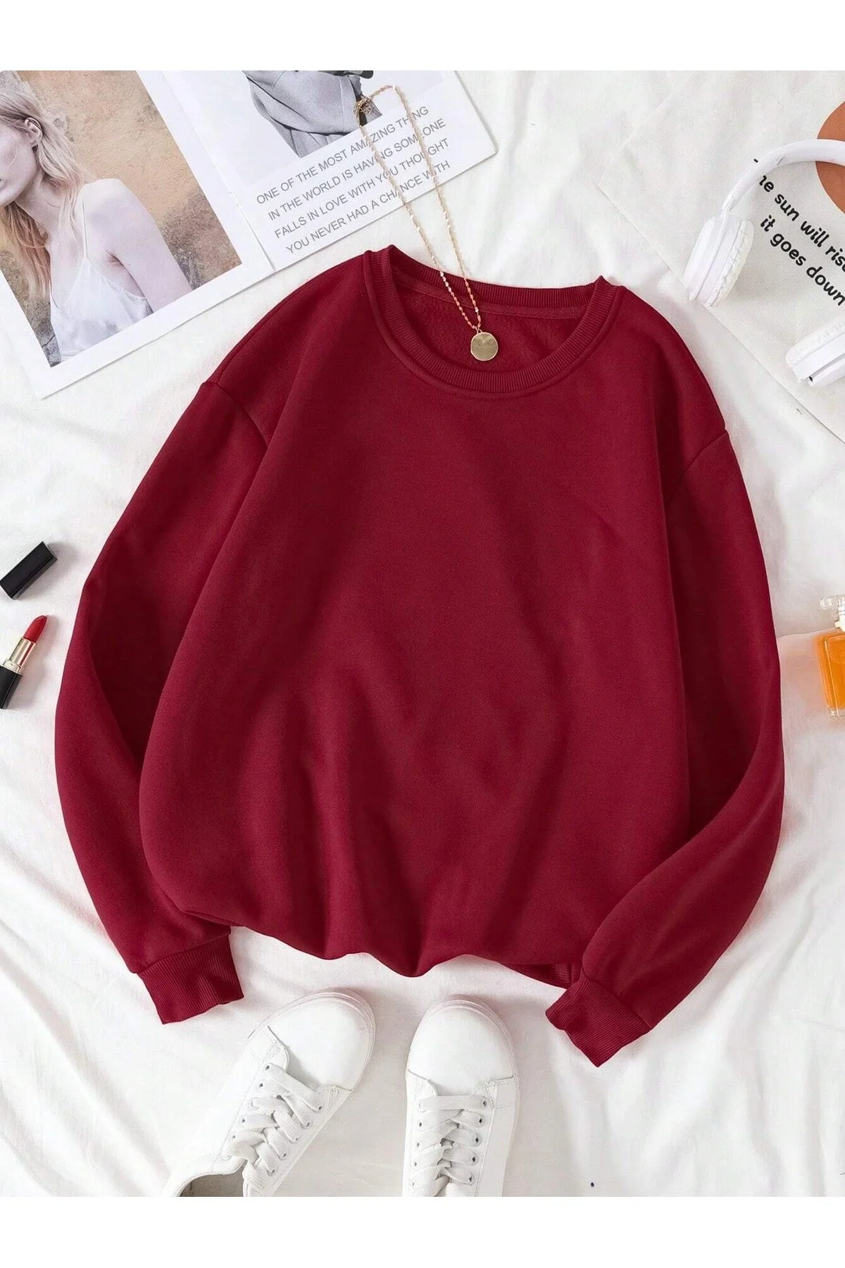Know  Damen-Sweatshirt mit Rundhalsausschnitt in Claret Red