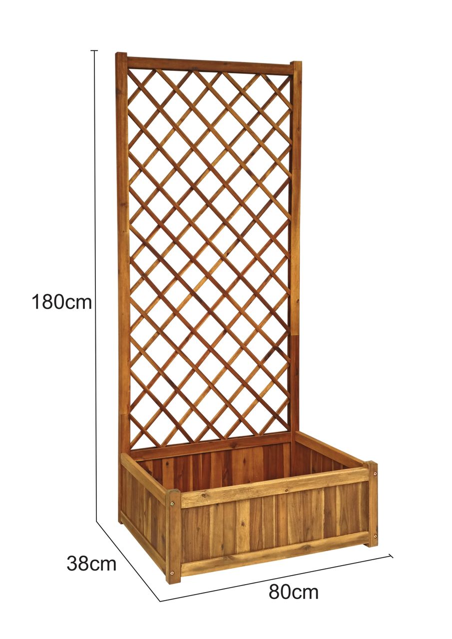 Hardin 1fachgut Pflanzkasten Pflanztopf Blumentopf mit Rankhilfe 180 x 80 x 38 cm FSC braun