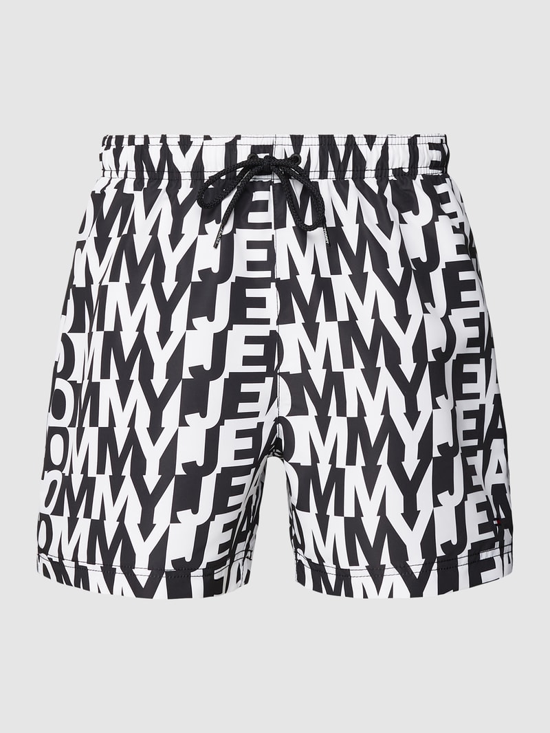 Badehose mit Logo-Muster Modell 'Logomania' in schwarz