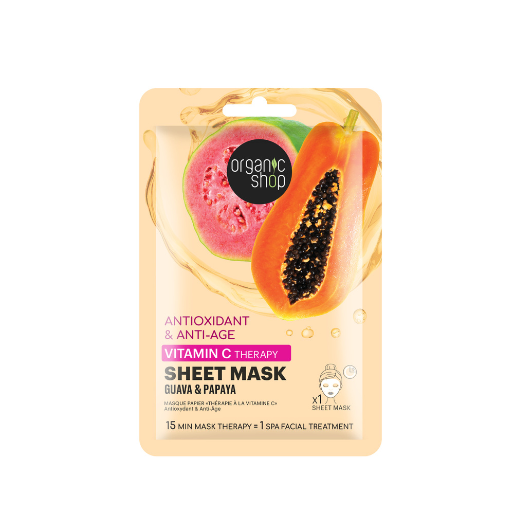 organic shop Masque tissu Antioxydant & Anti-âge – Goyave et Papaye Masque Tissu