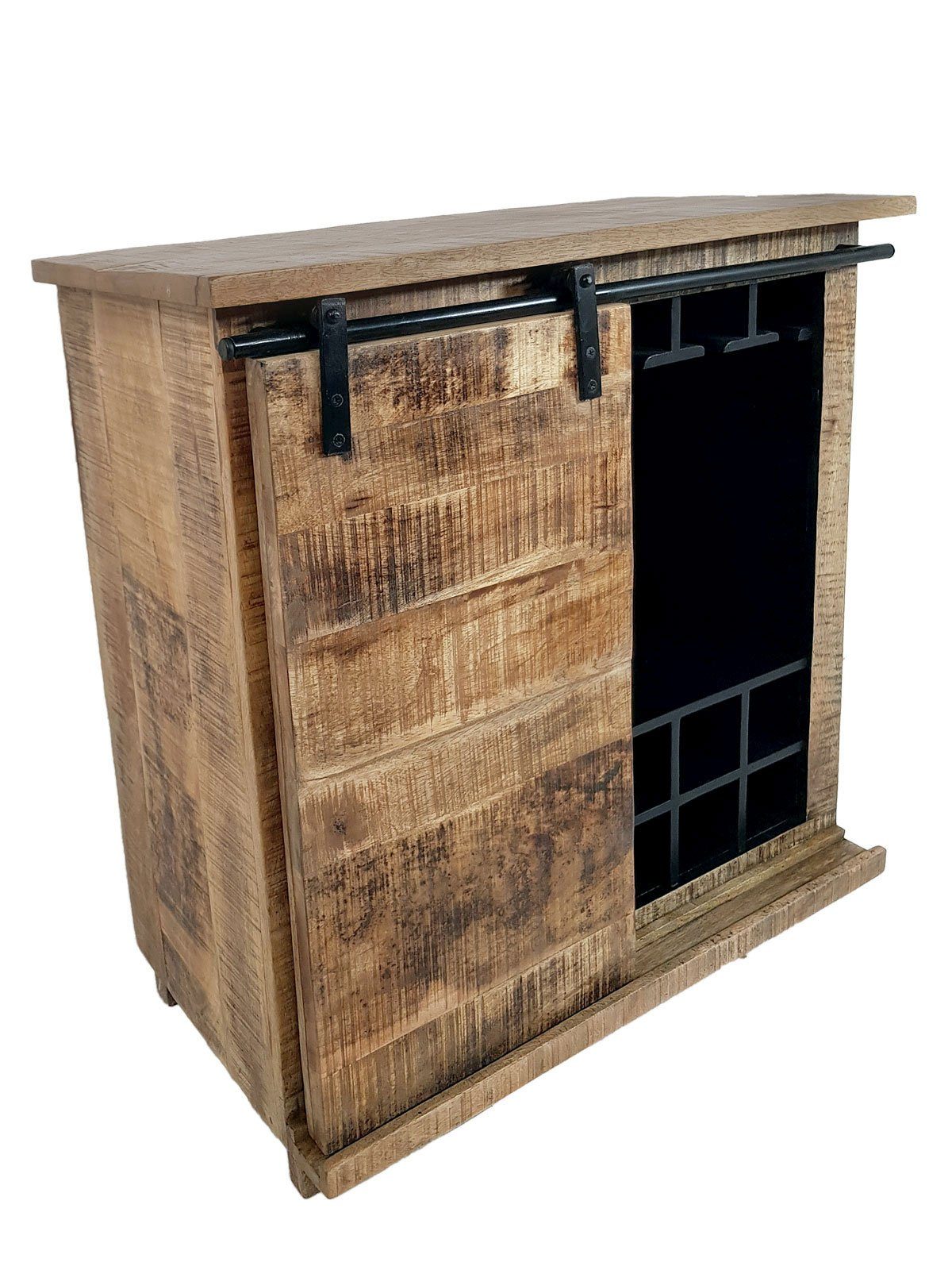 Minara Barschrank Barschrank B 72 H 80 cm Weinregal Wein Schrank Hausbar Weinbar massiv