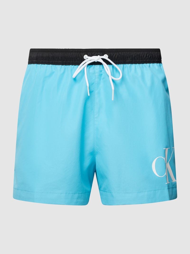 Badehose mit Label-Print in türkis