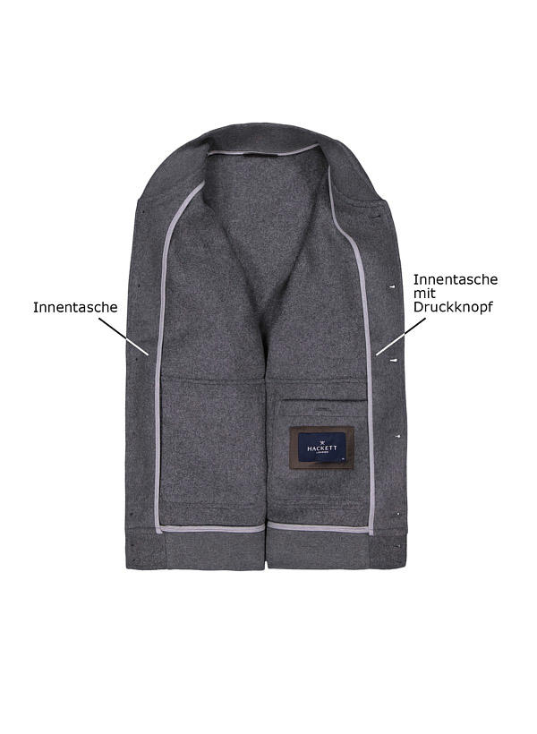 HACKETT, Blouson, Wolltuch-Mix ungefüttert, grau meliert