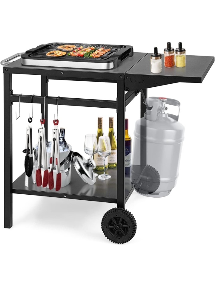 COSTWAY Grilltisch mit Tischplatte klappbar in Schwarz günstig kaufen onesize