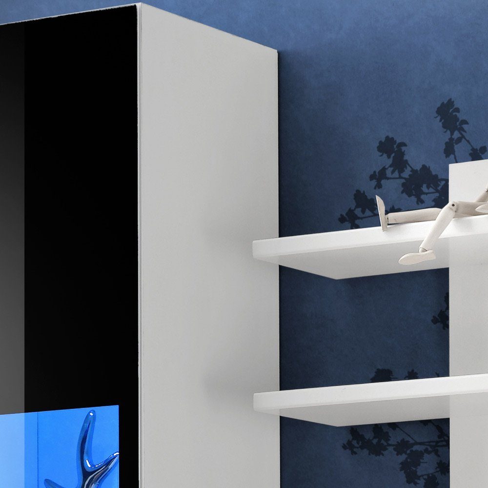 Stylefy Wohnwand Jagst, (Wohnmöbel, Wohnzimmer-Set, Set (4-St), bestehend aus 2xHängevitrine, 1xLowboard, 1xWandboard, inkl. LED-Beleuchtung, mit Glaseinsatz,variabel stellbar und hängbar, Hochglanzfronten