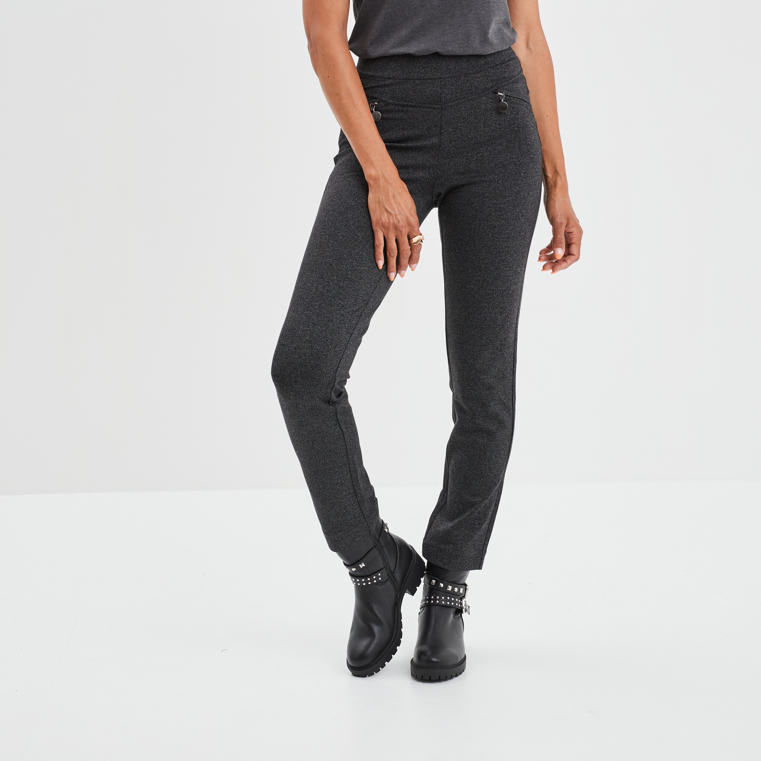 Pantalon slim ajusté 7 8ème gris foncé femme | La Halle