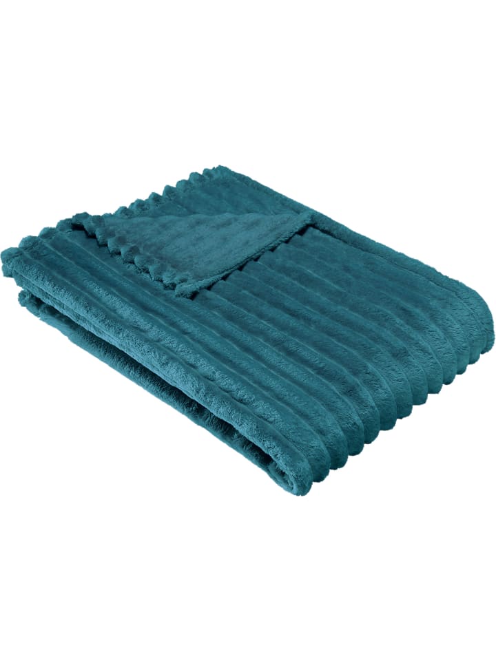 Erwin Müller Fleece, Microfaser Wohndecke Aosta in petrol günstig kaufen