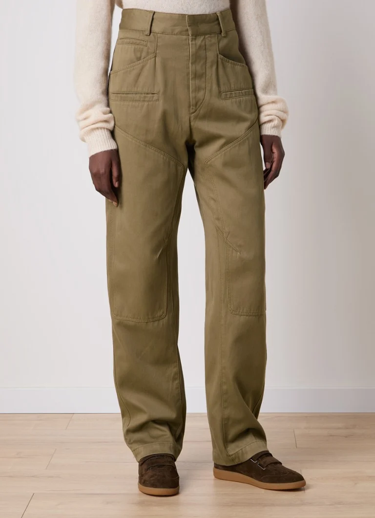 Pantaloni Isabel Marant Emmy a vita alta e gamba larga con tasche laterali