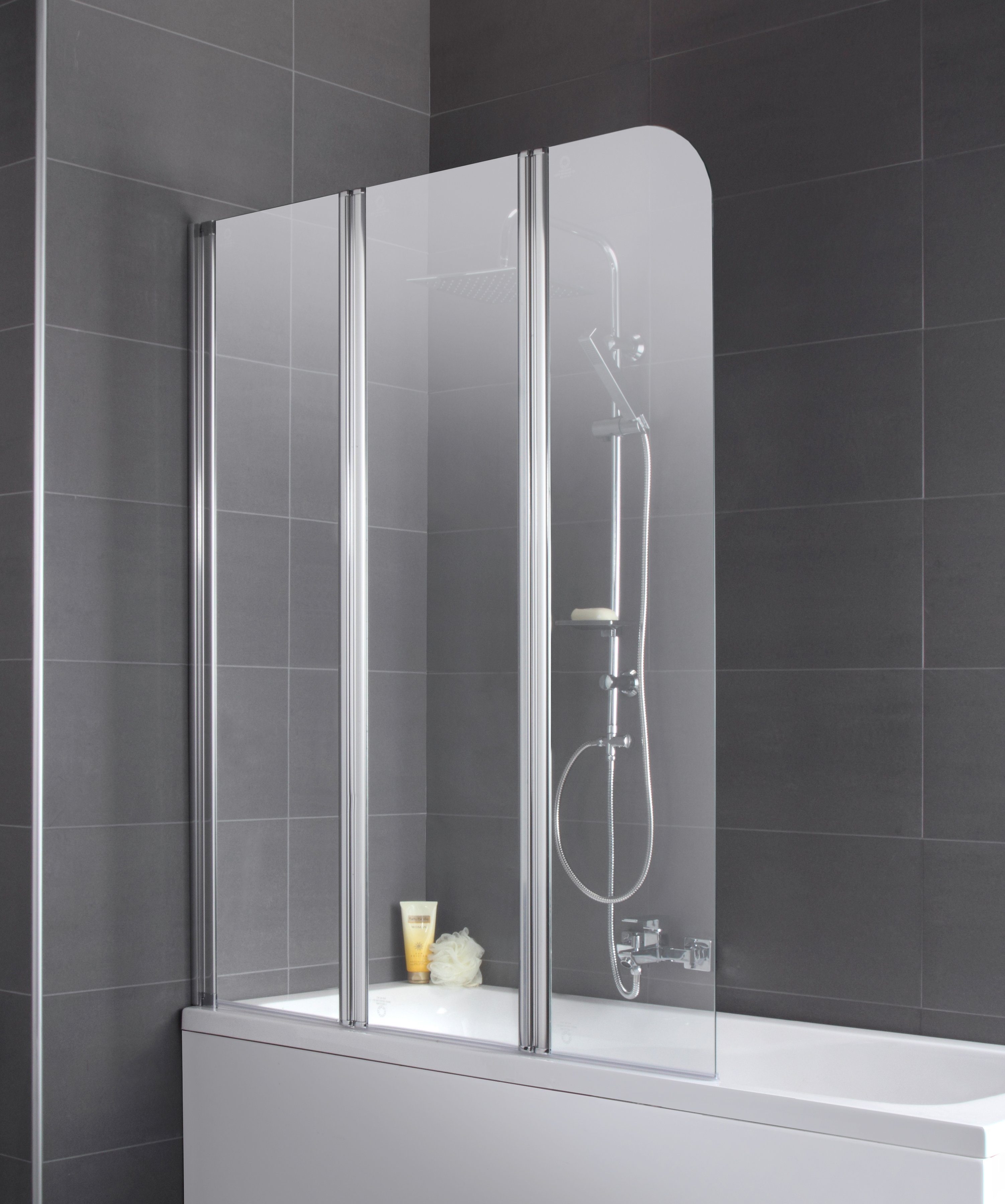 welltime Badewannenfaltwand Summer, Sicherheitsglas, (3 tlg), Duschabtrennung für Badewanne, Spritzschutzwand für Badewanne