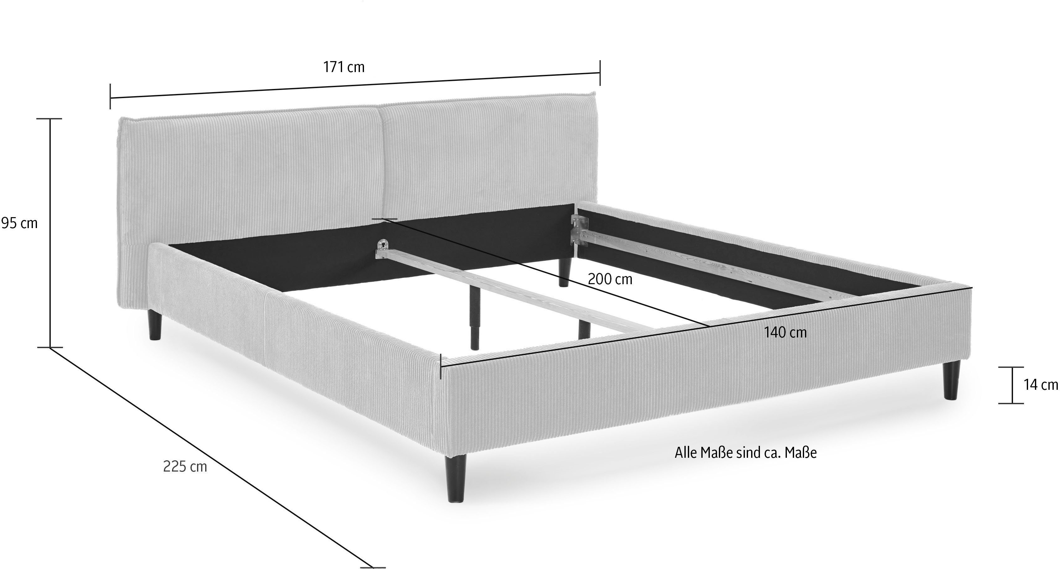 ATLANTIC home collection Polsterbett Ally, mit Cordbezug und hoher Belastbarkeit