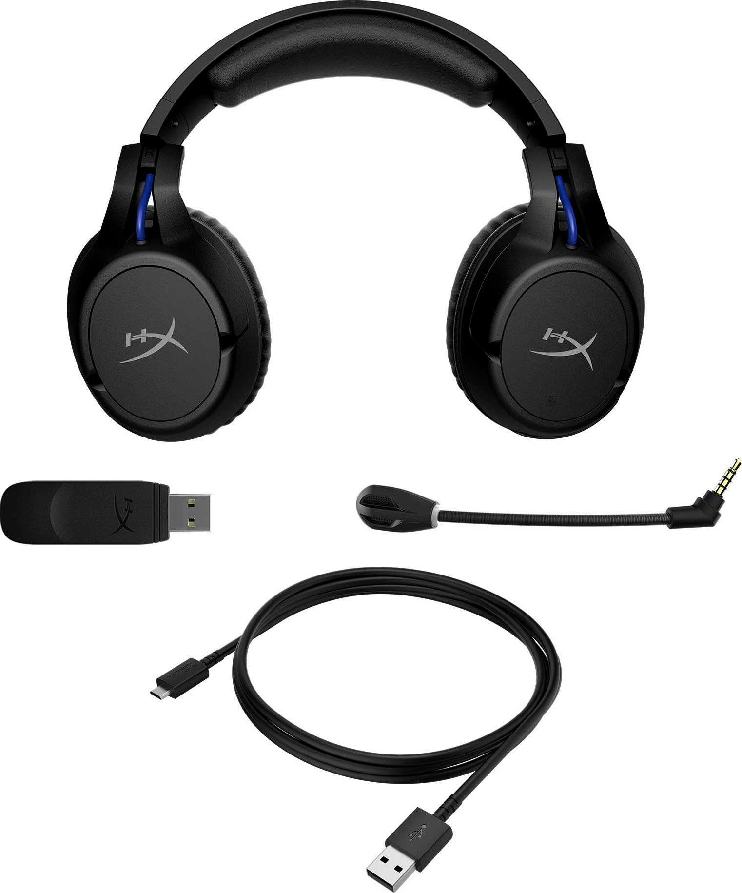 HyperX Cloud Flight Wireless Black/Blue für PlayStation Gaming-Headset (Mikrofon abnehmbar, Rauschunterdrückung, Wireless)