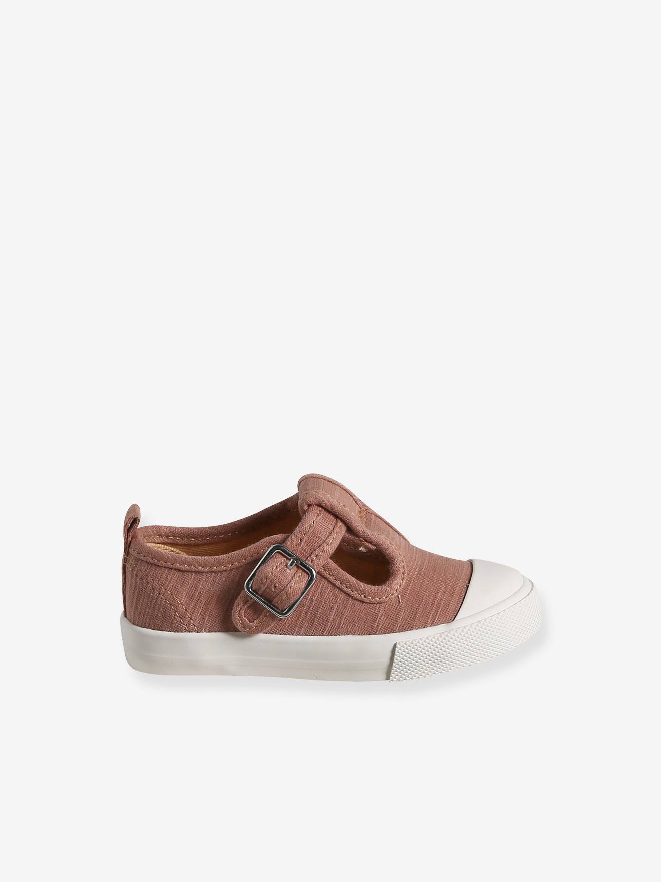 Vertbaudet Baby Stoffschuhe mit Schnalle - braun