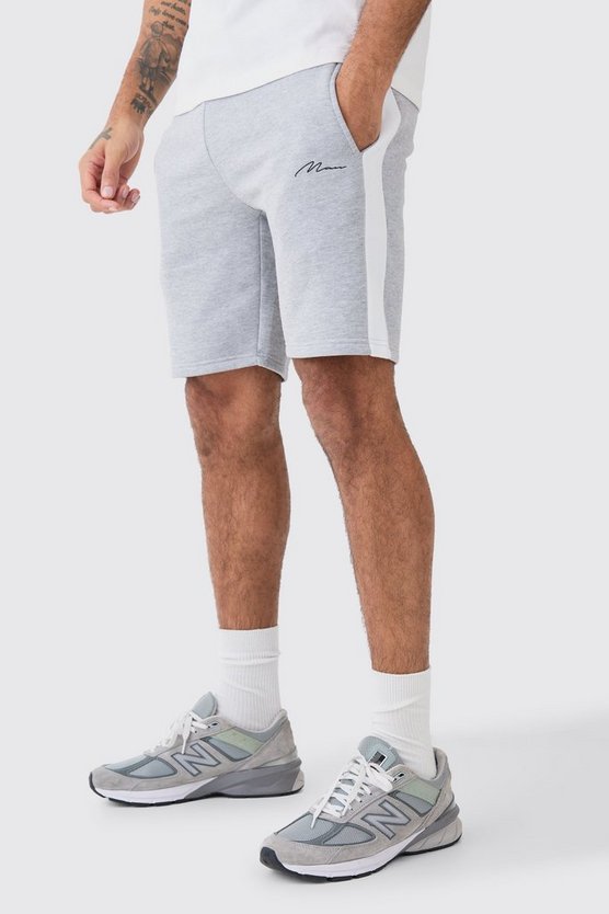 Mittellange Slim-Fit Man Signature Colorblock Shorts