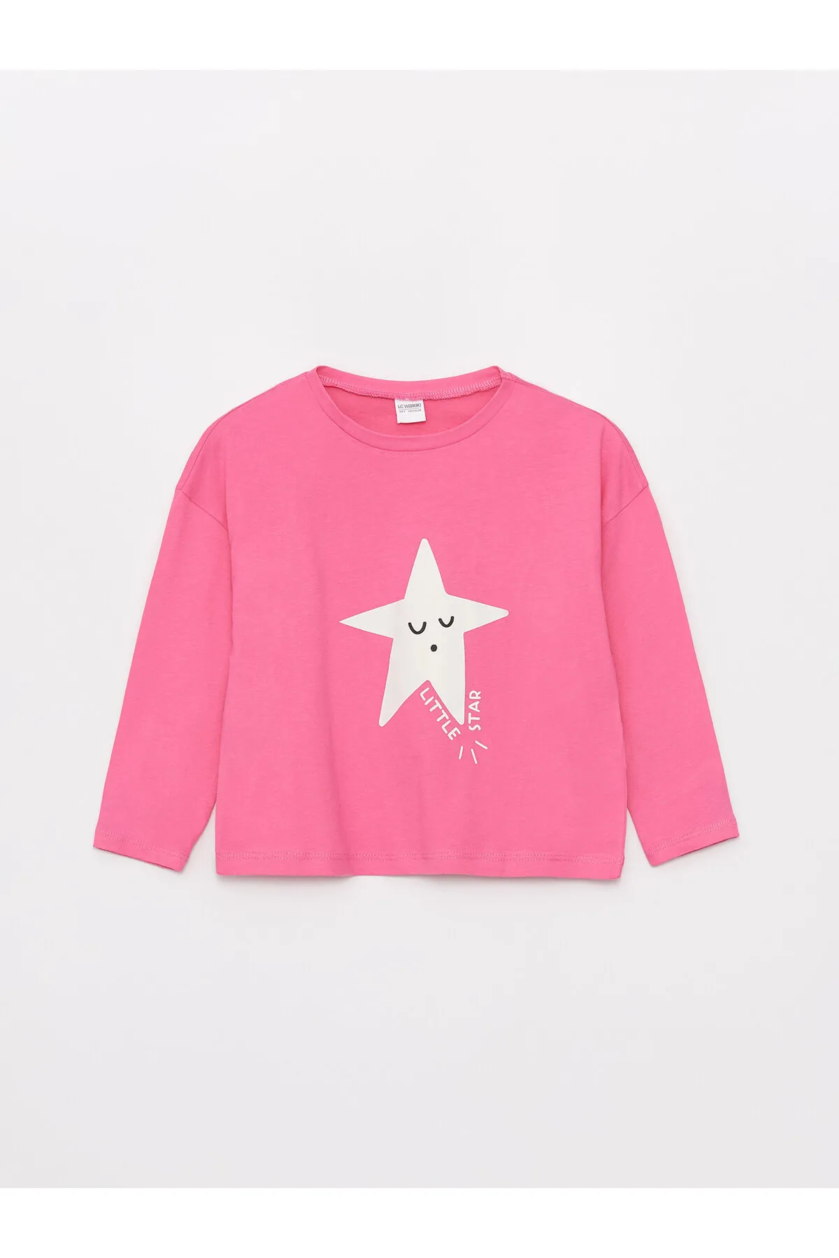 LC Waikiki  Bedrucktes Langarm-Pyjama-Set für Mädchen mit Rundhalsausschnitt
