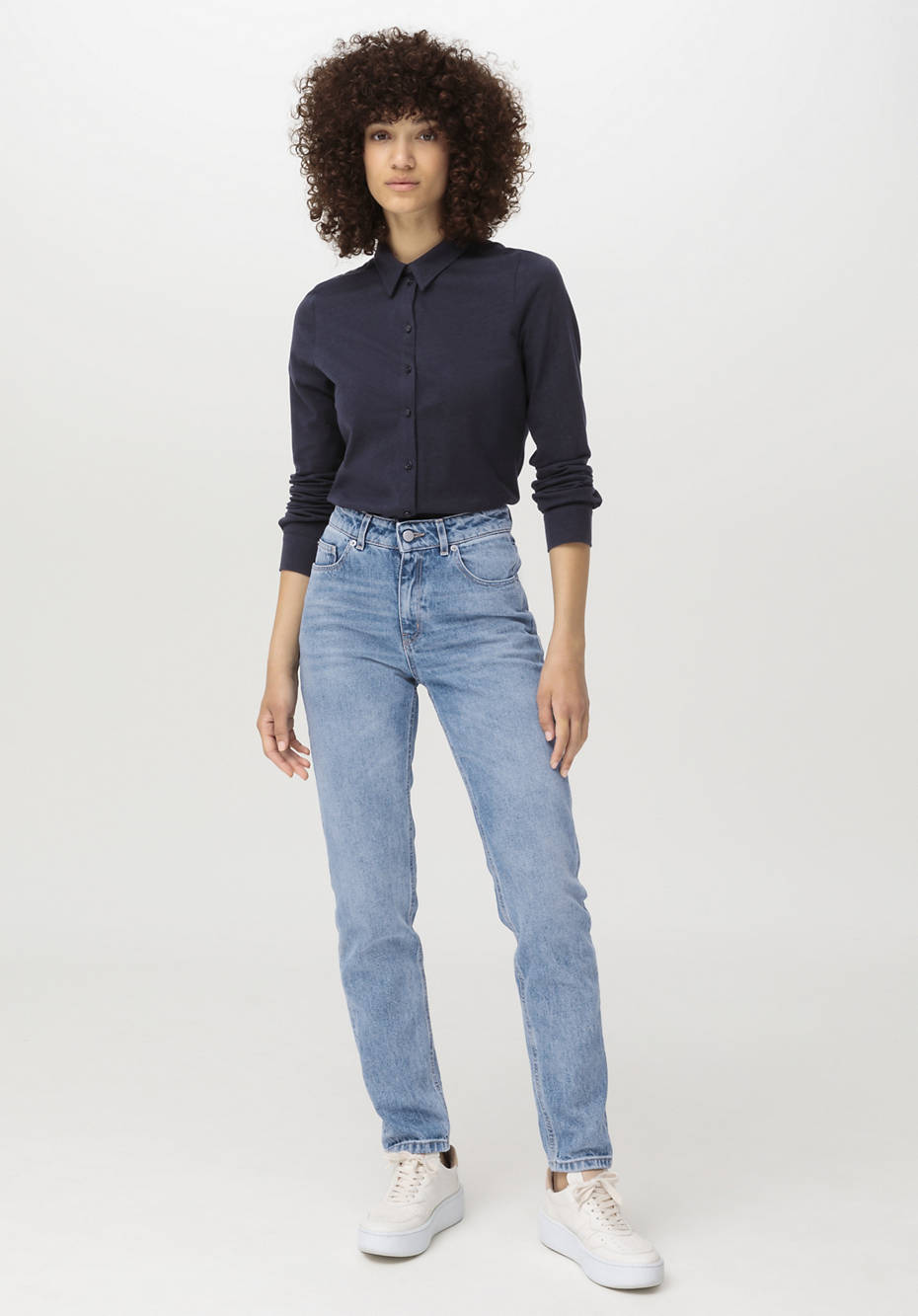 Jersey-Bluse aus Bio-Baumwolle mit Bio-Schurwolle