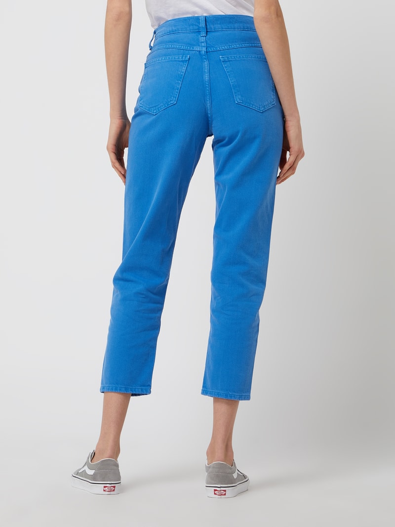 Cropped Mom Fit Jeans aus Baumwolle in ozean blau