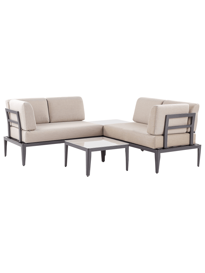 Beliani Lounge Set RIMA III in Grau/Beige - (W) 240 x (H) 85 x (L) 190 cm günstig kaufen onesize