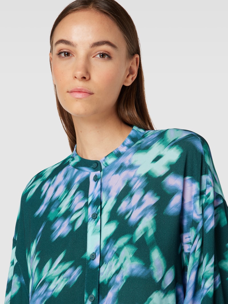 Bluse mit Allover-Print in dunkelblau