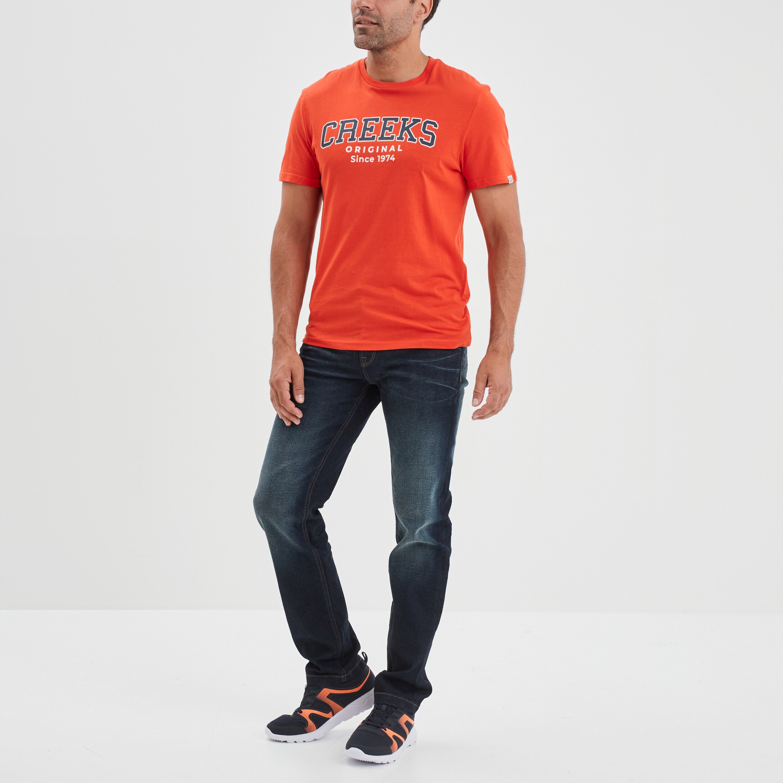 T-shirt manches courtes Creeks orange homme | La Halle