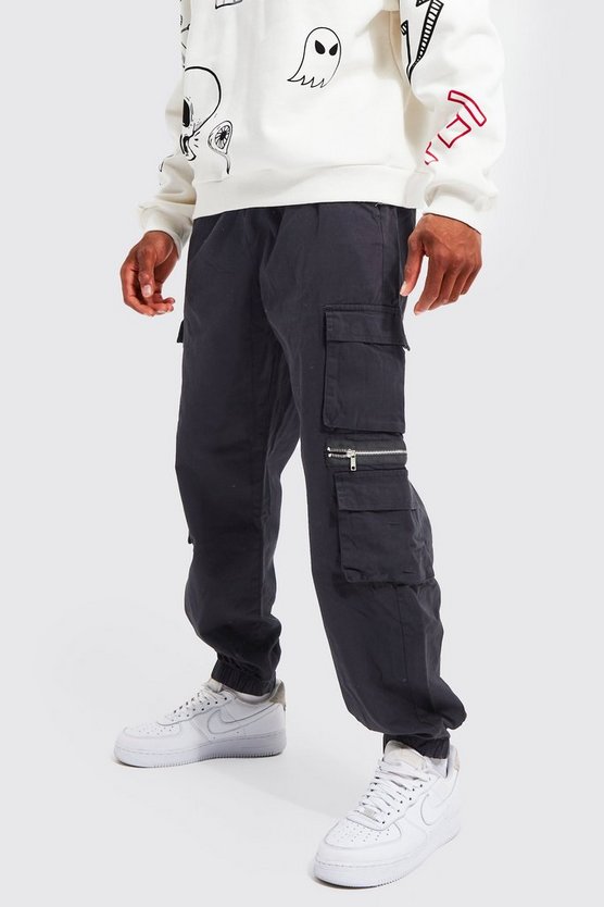 Twill Cargo-Hose mit Taschen und Reißverschlüssen