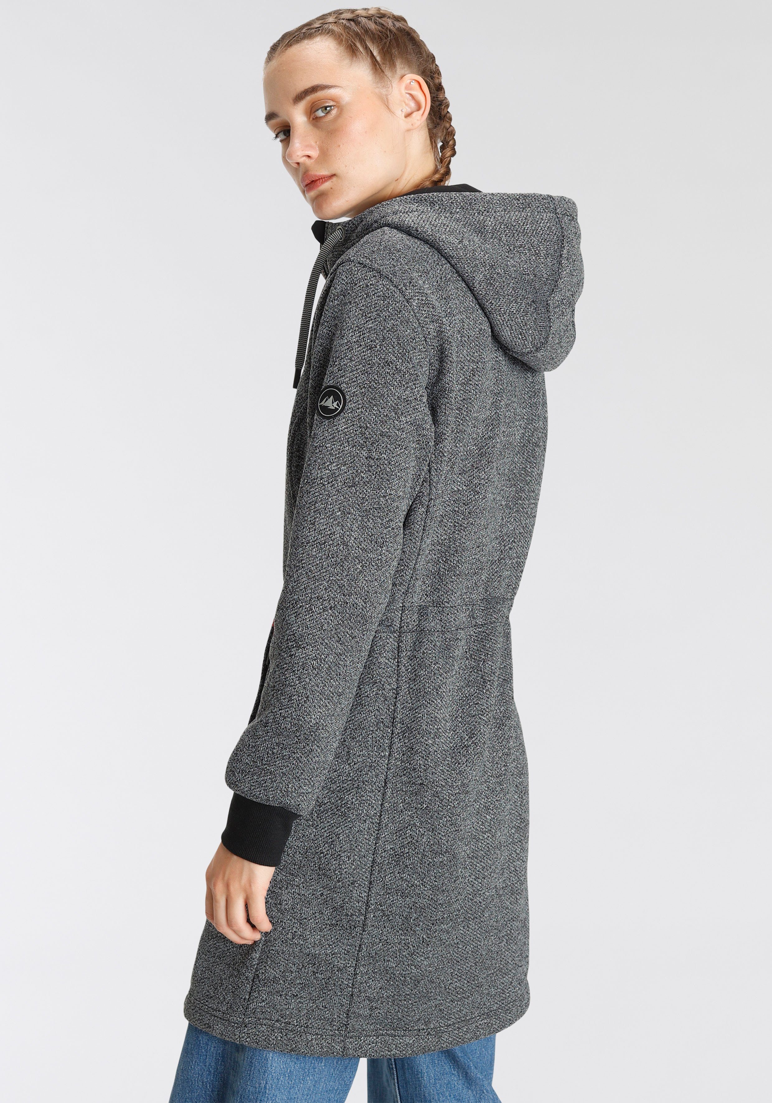 Polarino Wirkmantel aus kuscheligem Fleece in Strickoptik